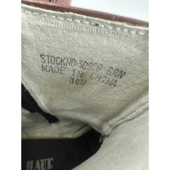 *Flaw Long Haul Mens Leather Cowboy Boots Sz 10M Western Zip Ankle Riding Brown - Picture 11 of 16